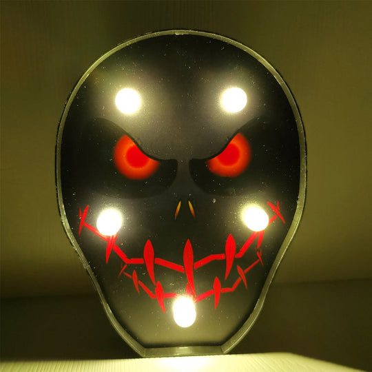 Horror-Themed Led Night Light: Battery Operated Compact Black Nightstand Lighting / B