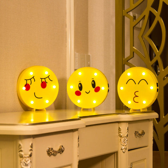 Led Funny Emoji Expression Wall Light - Modern Yellow Nightstand Lamp