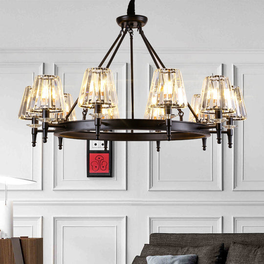 Crystal Pendant Chandelier With Farmhouse Charm And Hoop Design