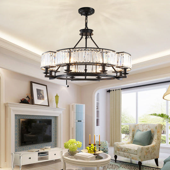 Crystal Circle Chandelier: Classic Living Room Led Ceiling Light