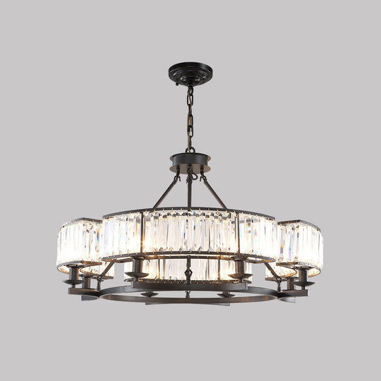 Crystal Circle Chandelier: Classic Living Room Led Ceiling Light