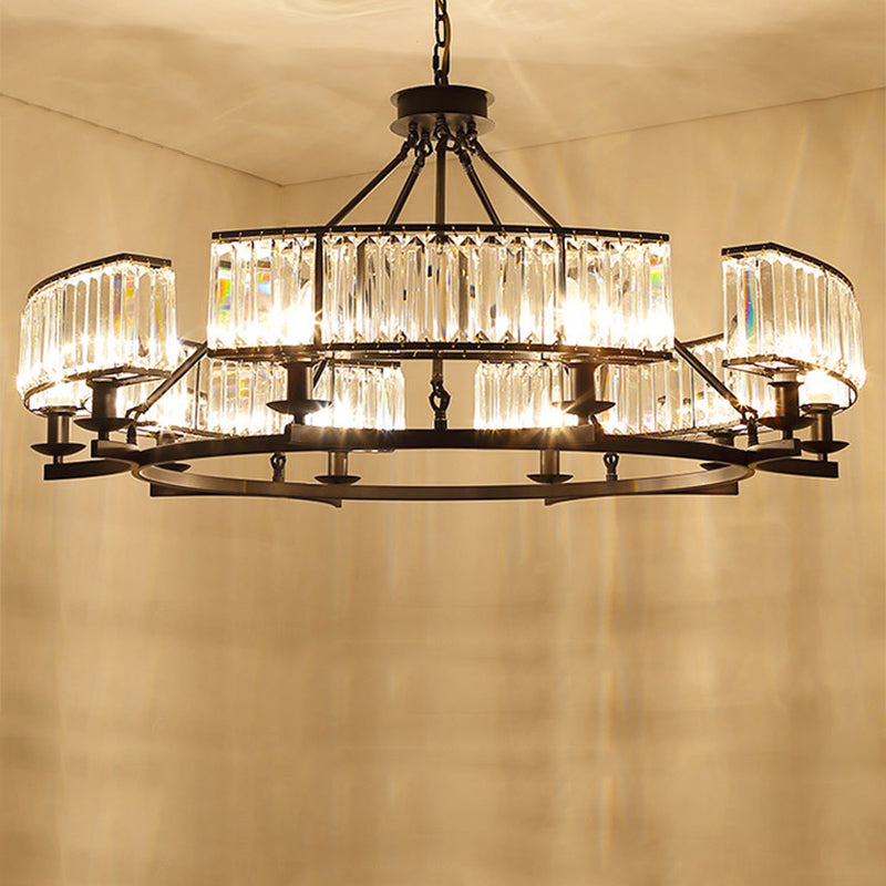 Crystal Circle Chandelier: Classic Living Room Led Ceiling Light