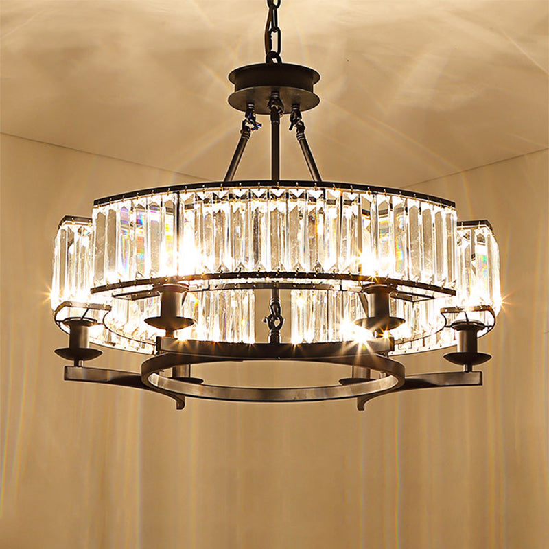 Crystal Circle Chandelier: Classic Living Room Led Ceiling Light