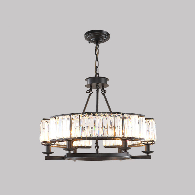 Crystal Circle Chandelier: Classic Living Room Led Ceiling Light 6 / Black