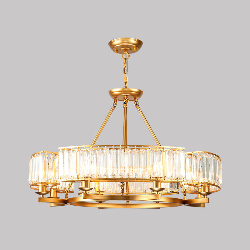 Crystal Circle Chandelier: Classic Living Room Led Ceiling Light 8 / Brass