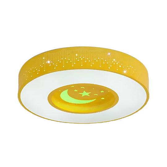 Macaron Acrylic Led Ceiling Lamp - Blue/Yellow/Green 16/19.5/23.5 Round Flush Mount Bedroom Lighting