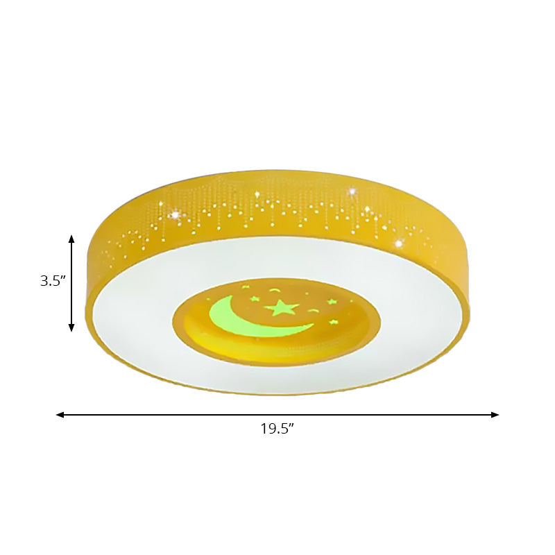 Macaron Acrylic Led Ceiling Lamp - Blue/Yellow/Green 16/19.5/23.5 Round Flush Mount Bedroom Lighting