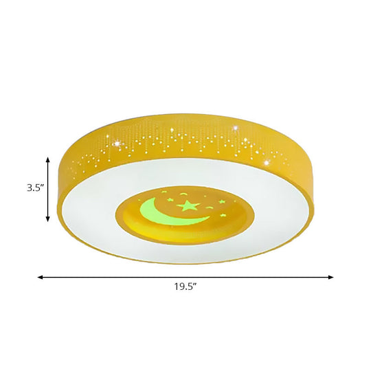 Macaron Acrylic Led Ceiling Lamp - Blue/Yellow/Green 16/19.5/23.5 Round Flush Mount Bedroom Lighting