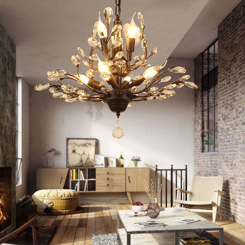 Traditional Crystal Branches Pendant Chandelier For Dining Room Ceiling Lighting