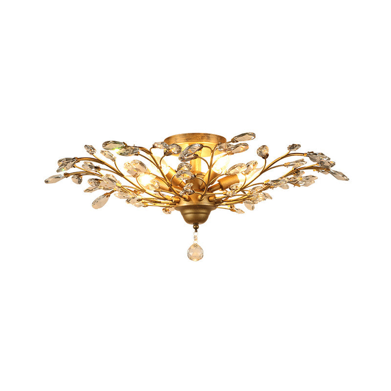 Traditional Crystal Branches Pendant Chandelier For Dining Room Ceiling Lighting