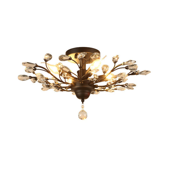 Traditional Crystal Branches Pendant Chandelier For Dining Room Ceiling Lighting