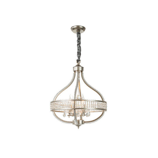 Traditional Round Pendant Chandelier With Crystal Strands