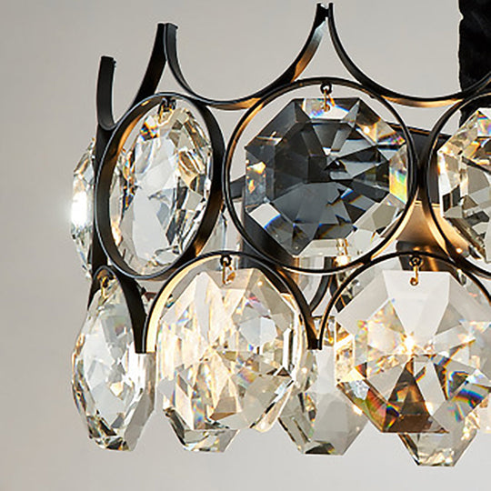 Modern Black Crystal Chandelier Pendant Light For Country Living Room Decor