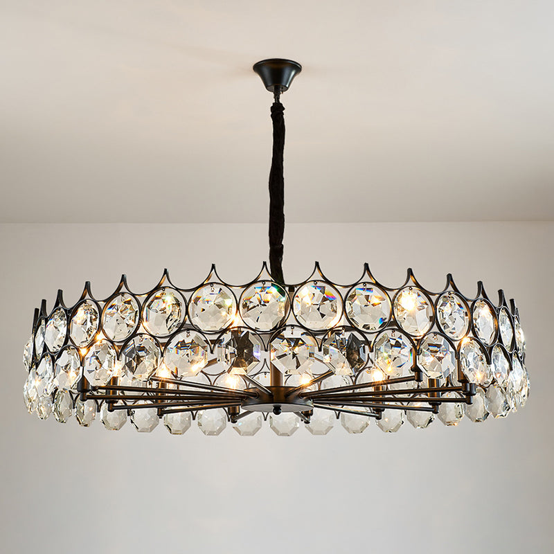 Modern Black Crystal Chandelier Pendant Light For Country Living Room Decor