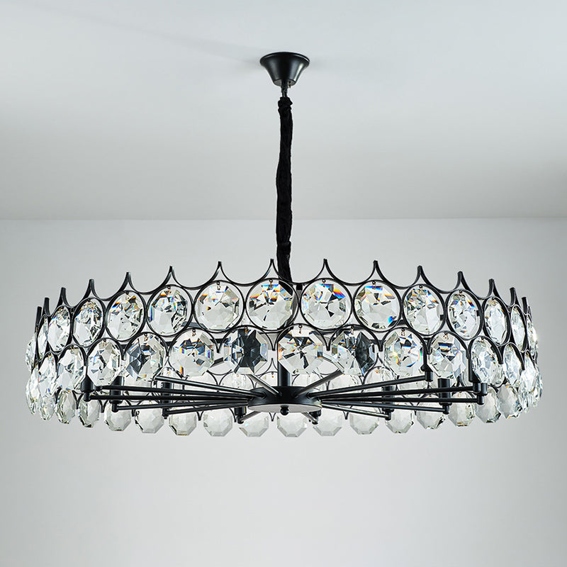 Modern Black Crystal Chandelier Pendant Light For Country Living Room Decor