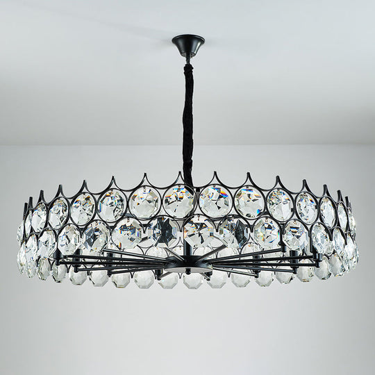 Modern Black Crystal Chandelier Pendant Light For Country Living Room Decor