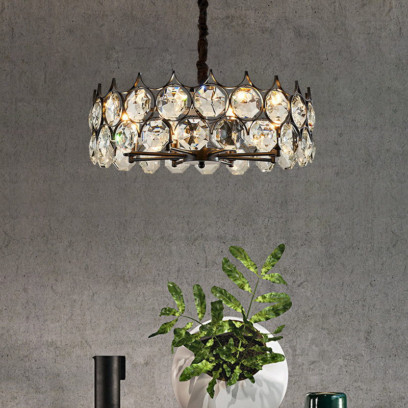 Modern Black Crystal Chandelier Pendant Light For Country Living Room Decor