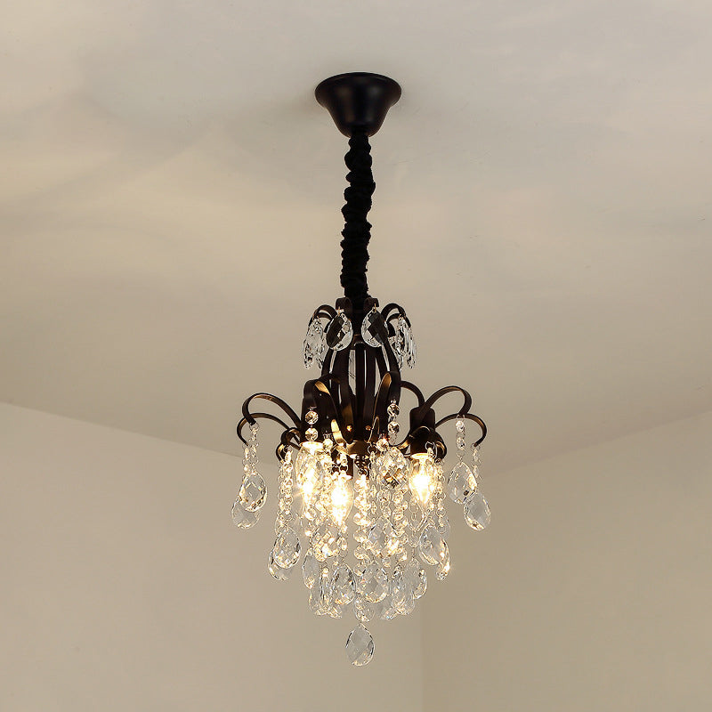 Metal Drop Pendant Chandelier With Crystal Draping - Traditional Branch Design