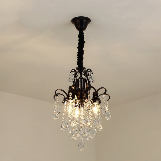 Metal Drop Pendant Chandelier With Crystal Draping - Traditional Branch Design