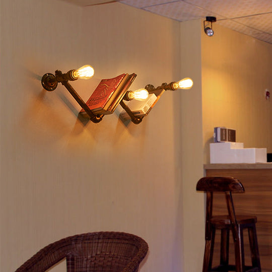 Steampunk Dining Room Wall Lighting: Rustic Metal Pipe Mounted Fixture Rust / F