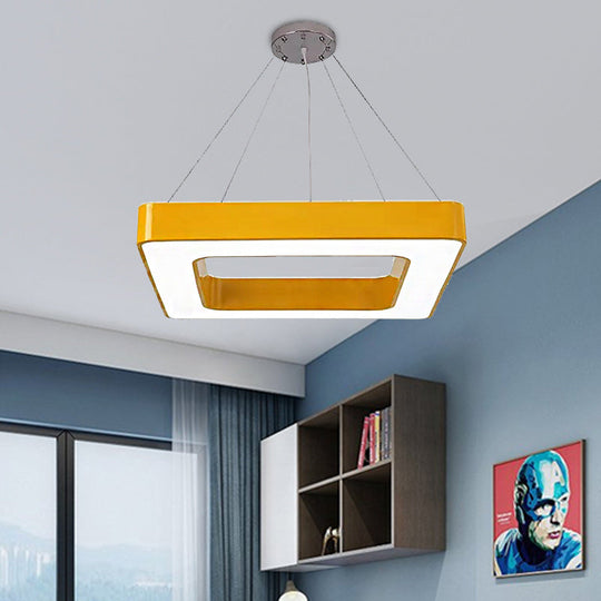 Kids Acrylic Led Chandelier Light Fixture In Colorful Square Design For Bedroom