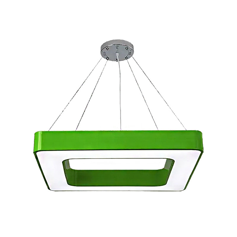 Kids Acrylic Led Chandelier Light Fixture In Colorful Square Design For Bedroom