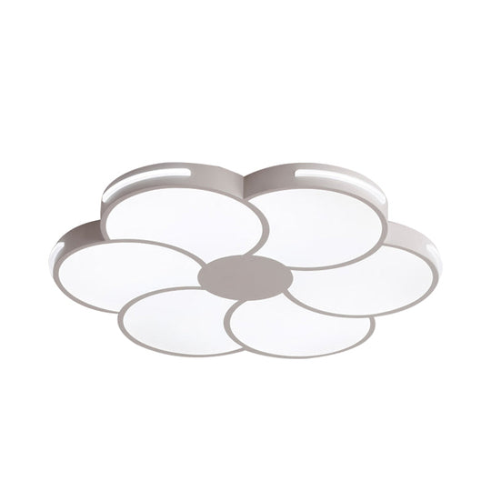 White Flower Shade LED Flush Mount Light Fixture for Hallway with Macron Style Acrylic Design