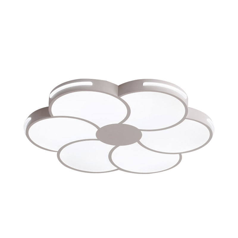 White Flower Shade Led Flush Mount Light Fixture For Hallway With Macron Style Acrylic Design