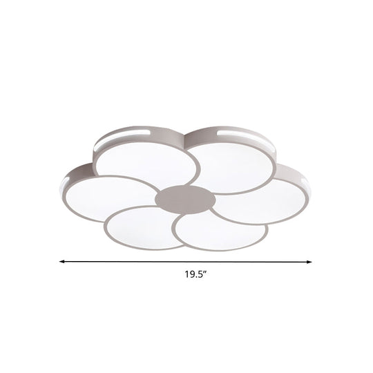 White Flower Shade LED Flush Mount Light Fixture for Hallway with Macron Style Acrylic Design