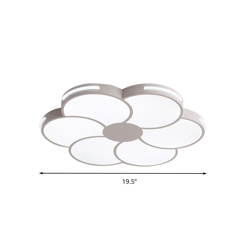 White Flower Shade Led Flush Mount Light Fixture For Hallway With Macron Style Acrylic Design