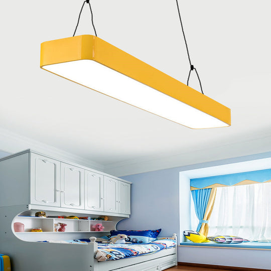 Stylish Acrylic Led Rectangle Chandelier In Warm/White Light For Office Decor Yellow / White