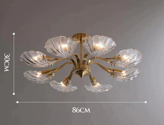 Luxury Modern Living Room Shell Copper Ceiling Lamp