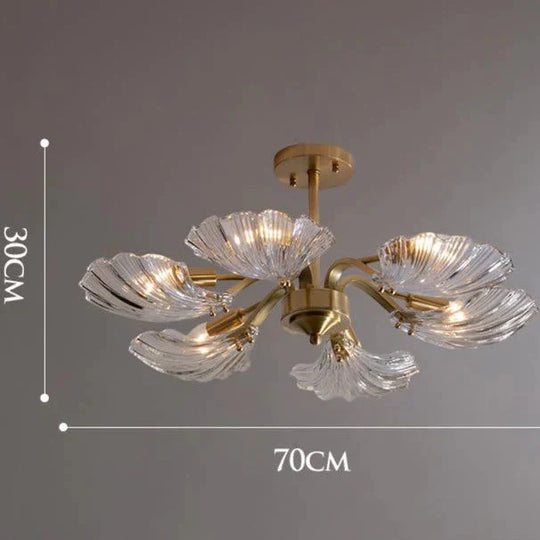 Luxury Modern Living Room Shell Copper Ceiling Lamp