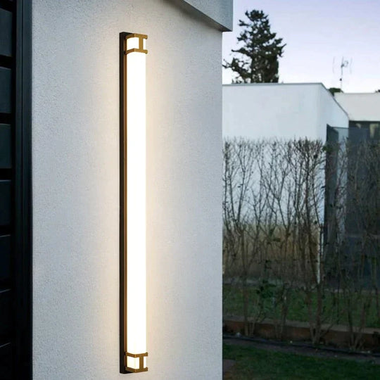 Outdoor Wall Lamp IP65 Waterproof LED Long Lights Garden Villa Porch Sconce Light Gold Black 110V 220V Sconce Luminaire