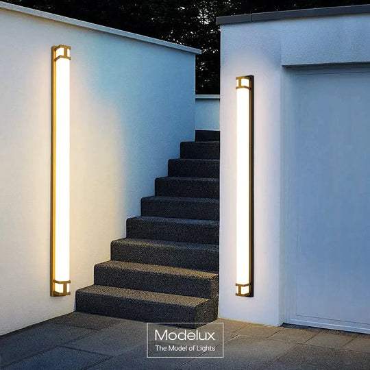 Outdoor Wall Lamp IP65 Waterproof LED Long Lights Garden Villa Porch Sconce Light Gold Black 110V 220V Sconce Luminaire