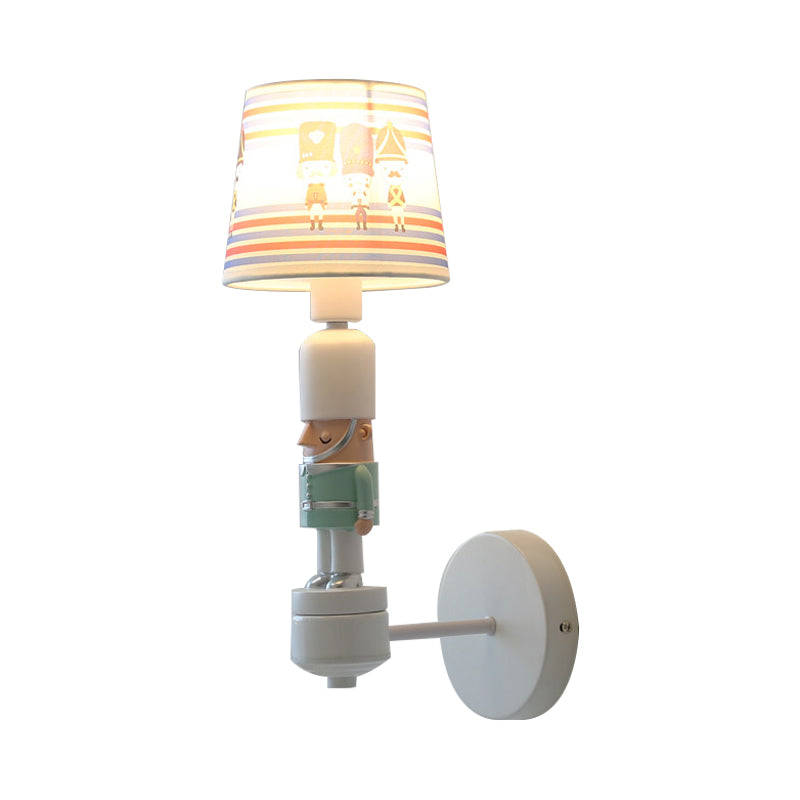 American Style Soldier Wall Lamp With Tapered Shade - 1 Head Bedroom Sconce Light