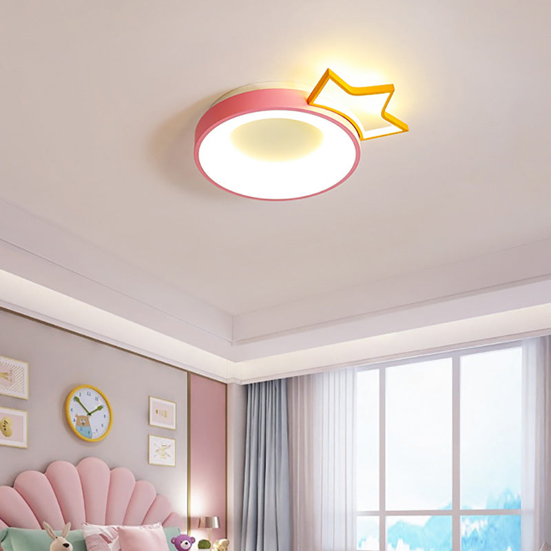 Pink Acrylic LED Cartoon Ceiling Light for Girls Bedroom