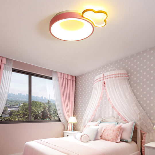 Pink Acrylic LED Cartoon Ceiling Light for Girls Bedroom