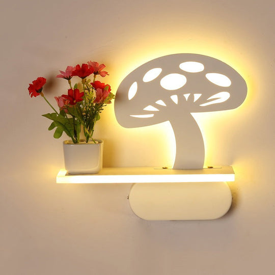 Modern Acrylic Wall Sconce With Shelf - White / Mushroom