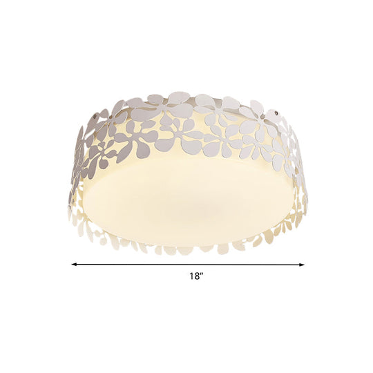 White Nordic Acrylic Flushmount Light for Circle Kid Bedroom Ceiling