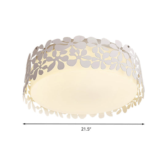 White Nordic Acrylic Flushmount Light for Circle Kid Bedroom Ceiling