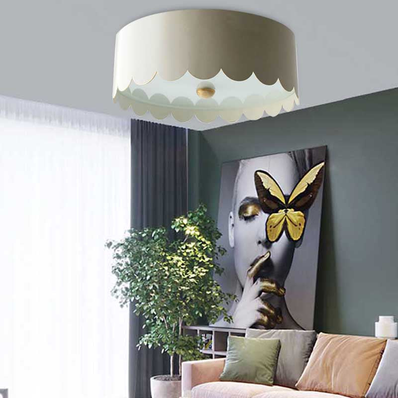 Modern Monochromatic Round Flush Mount Ceiling Light For Bedrooms With Acrylic Fixture