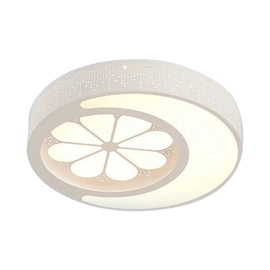 Kids' Moon and Flower Acrylic Art Deco Flush Mount Ceiling Light for Children's Room