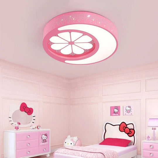 Kids' Moon and Flower Acrylic Art Deco Flush Mount Ceiling Light for Children's Room