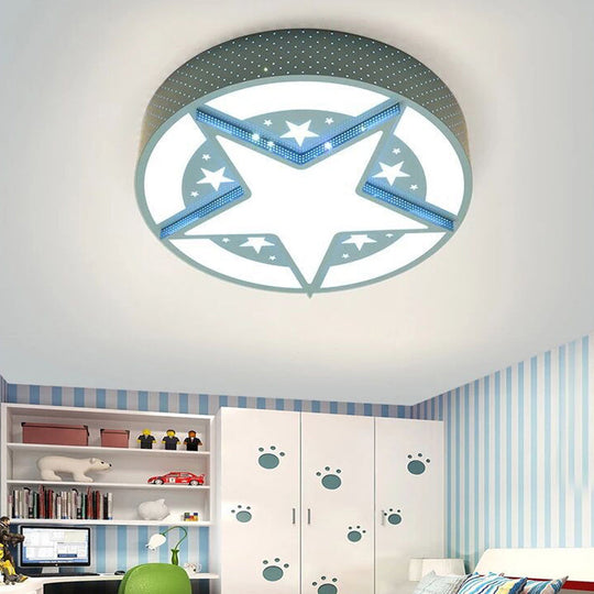 Blue Acrylic LED Flush Ceiling Light - Macaroon Style, Ideal for Nursing Room