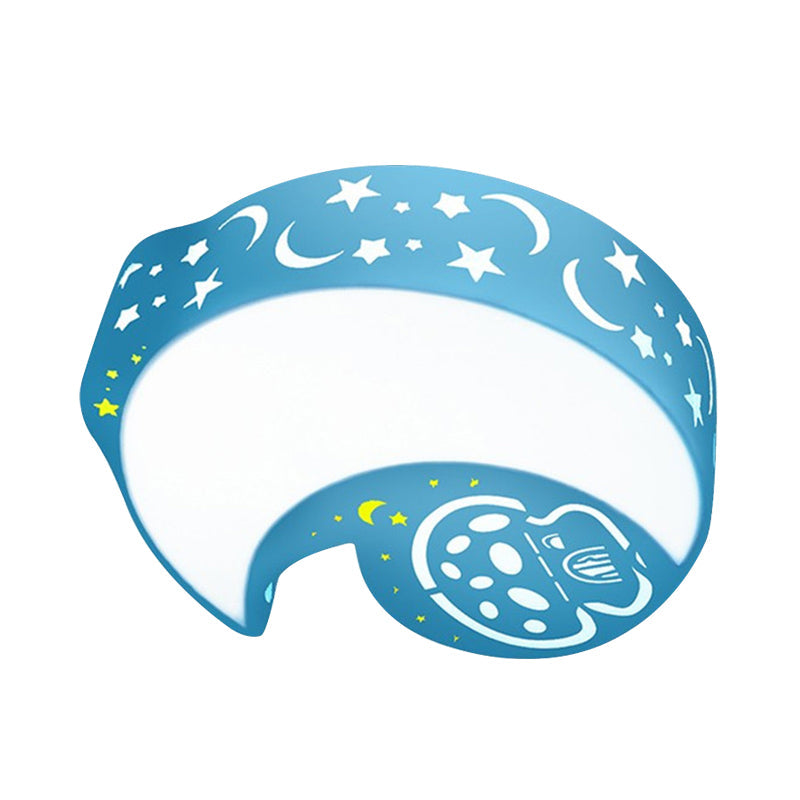 Blue Cartoon Moon Ceiling Lamp for Kindergarten with Acrylic Flush Mount