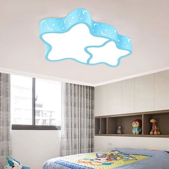 Cartoon LED Flush Mount Ceiling Light for Classrooms - Star Shade Acrylic Fixture