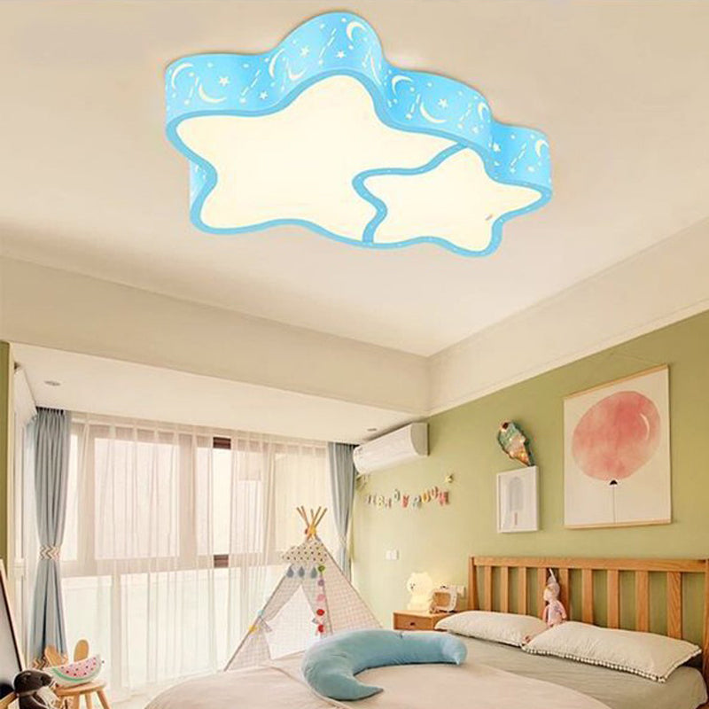 Cartoon LED Flush Mount Ceiling Light for Classrooms - Star Shade Acrylic Fixture