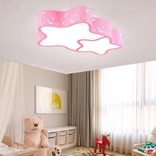 Cartoon LED Flush Mount Ceiling Light for Classrooms - Star Shade Acrylic Fixture