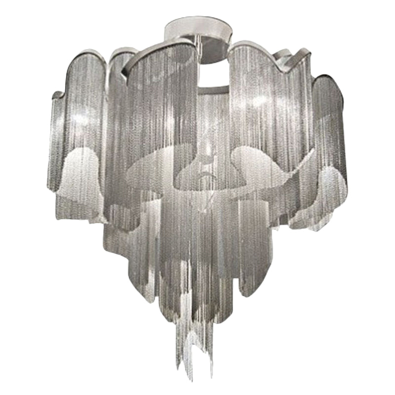 Sleek Twisted Aluminum LED Ceiling Light: Semi-flush, Contemporary Living Room Fixture